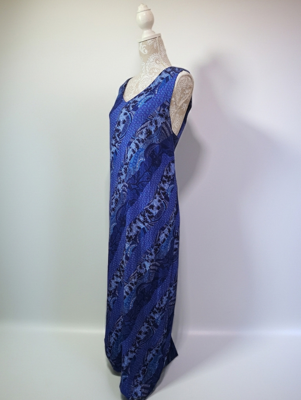 Vintage Lovely Blue/Purple Patchwork Summer Maxi Size 20